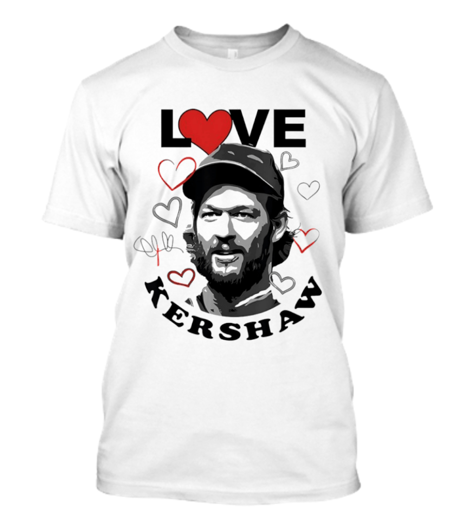 LOVE Kershaw Los Angeles Dodgers Baseball Heart T-Shirt
