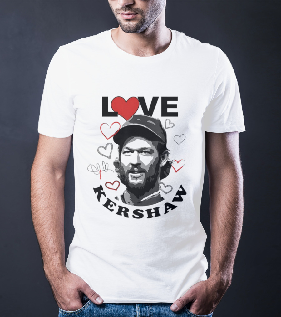 LOVE Kershaw Los Angeles Dodgers Baseball Heart T-Shirt