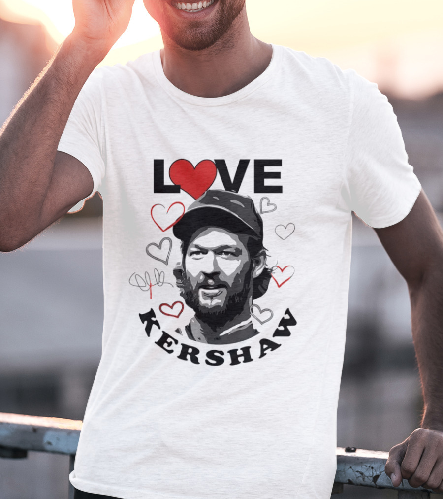LOVE Kershaw Los Angeles Dodgers Baseball Heart T-Shirt