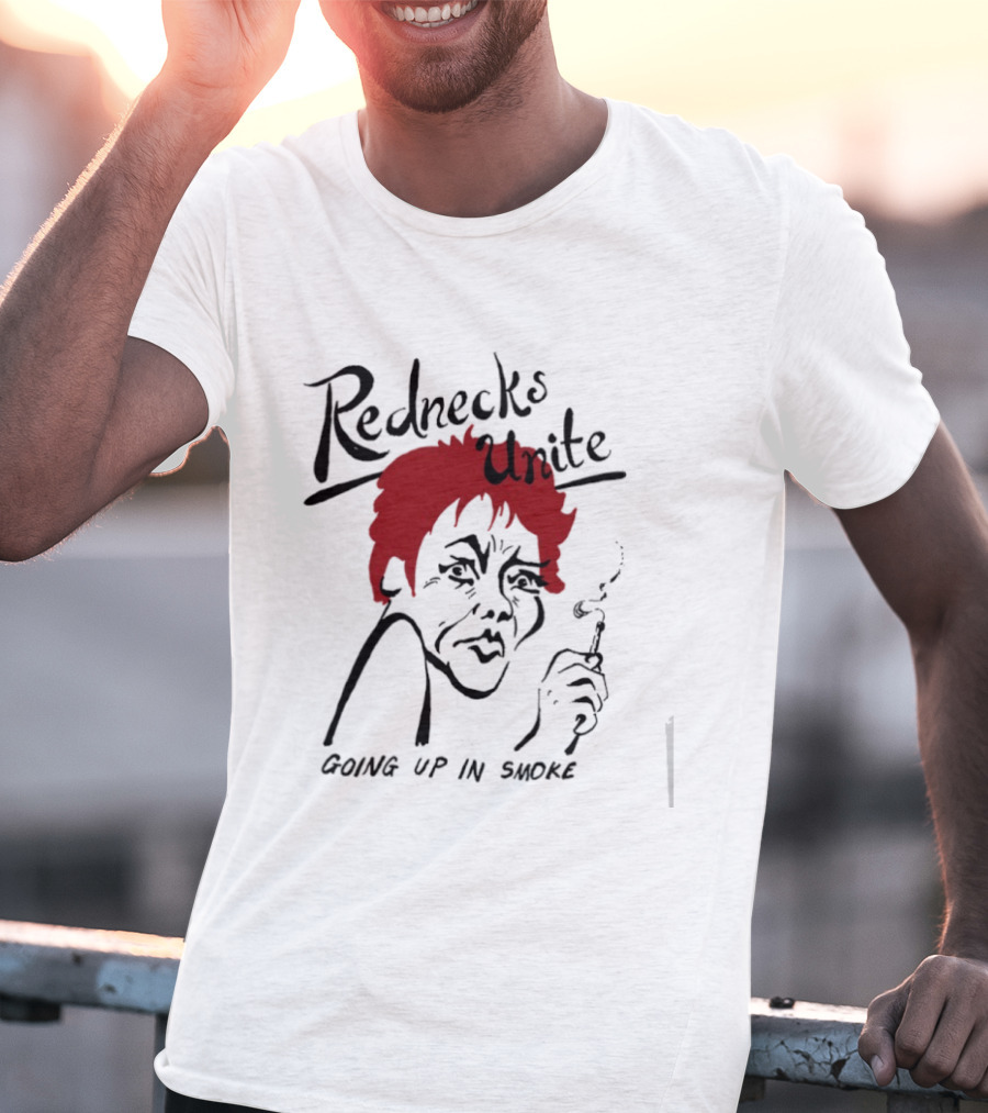 Rednecks Unite Going Up In Smoke Retro Cartoon Style Smoking T-Shirt