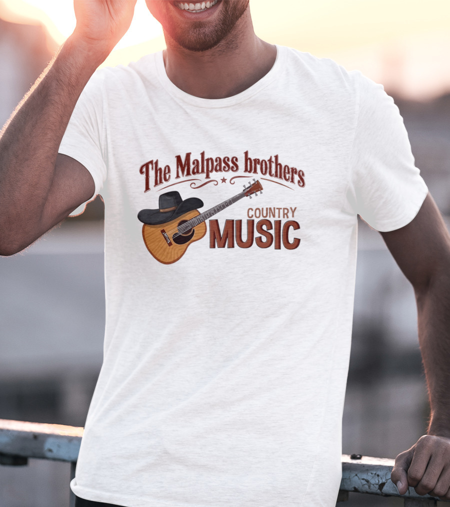 The Malpass Brothers Country Music Guitar And Cowboy Hat T-Shirt