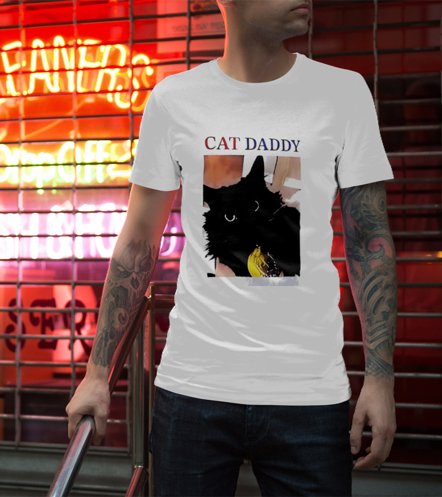 Cat Daddy Black Cat Image With Yellow Banana Accessory T-Shirt