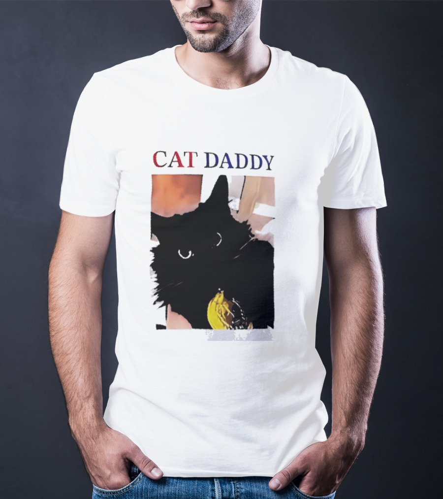Cat Daddy Black Cat Image With Yellow Banana Accessory T-Shirt