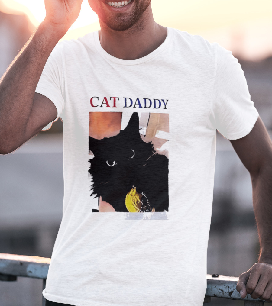 Cat Daddy Black Cat Image With Yellow Banana Accessory T-Shirt
