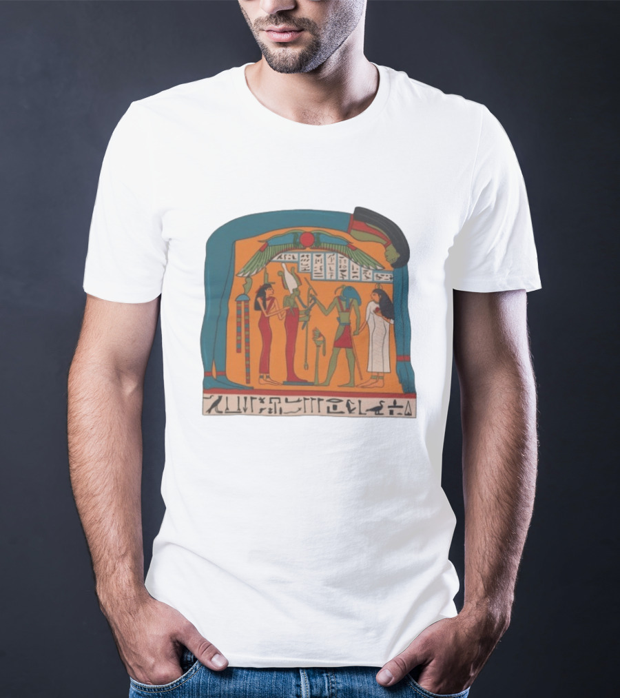 Panel Of Tabakenkhonsu Egyptian Hieroglyphs And Deities T-Shirt