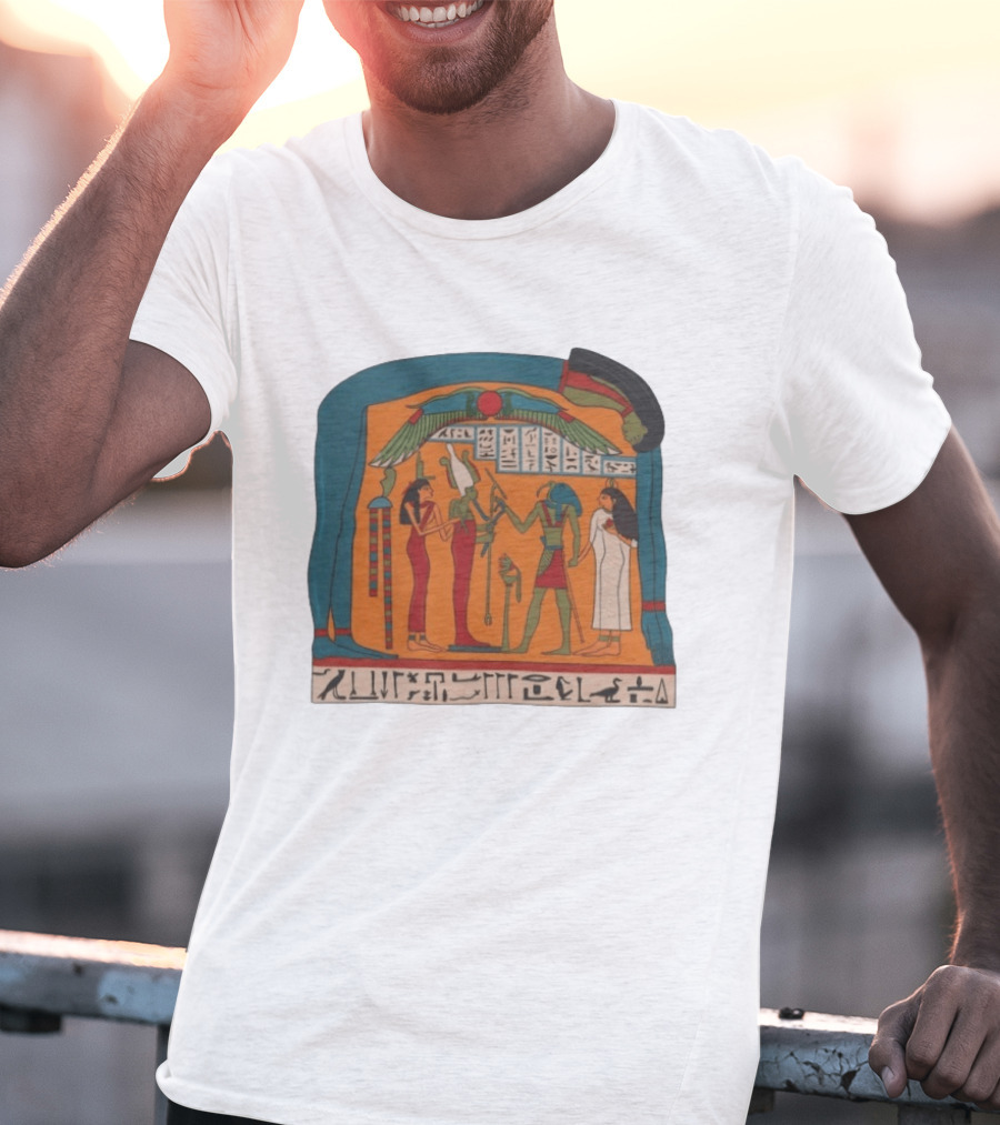 Panel Of Tabakenkhonsu Egyptian Hieroglyphs And Deities T-Shirt