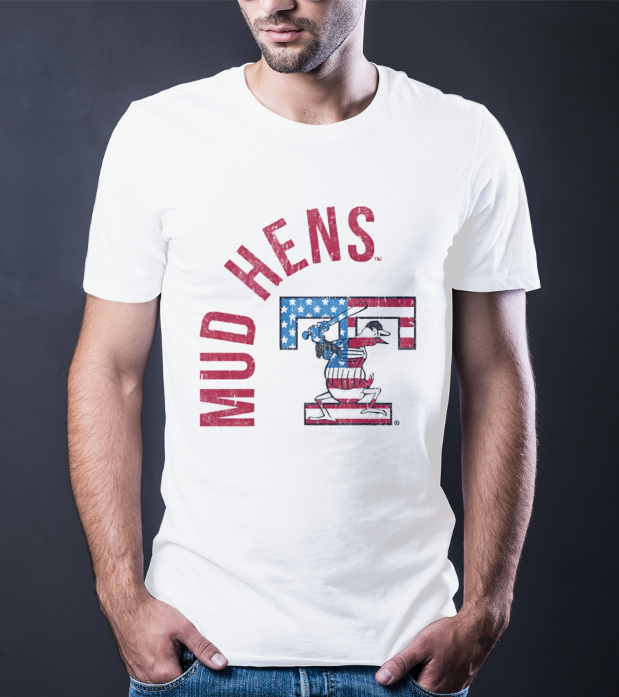 Toledo Mud Hens Patriotic Baseball Logo Red White Blue T-Shirt
