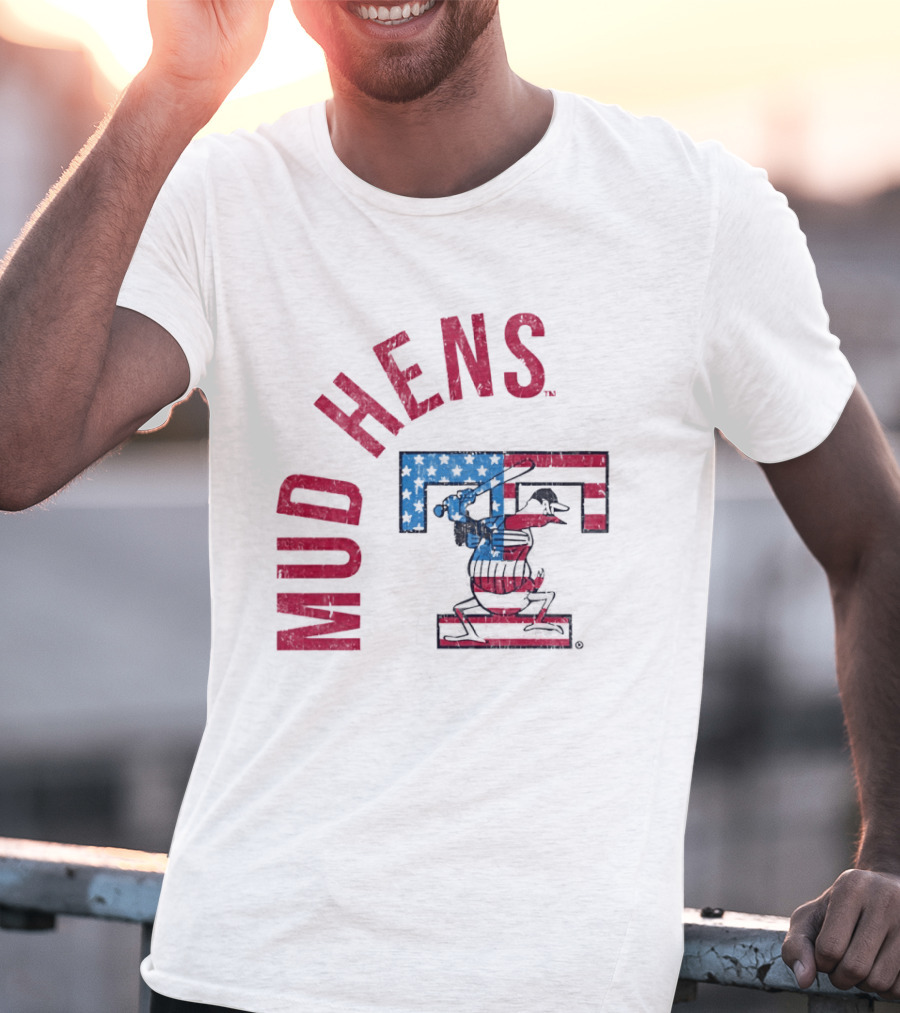 Toledo Mud Hens Patriotic Baseball Logo Red White Blue T-Shirt