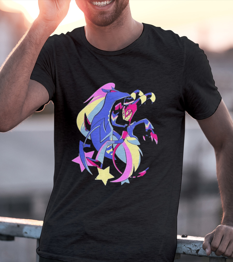 Blitz And Stolas Helluva Boss Neon Aesthetic Stars T-Shirt