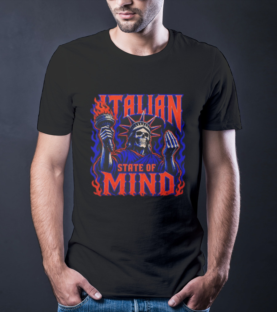 Italian State Of Mind Skeleton Statue Of Liberty New York Knicks T-Shirt