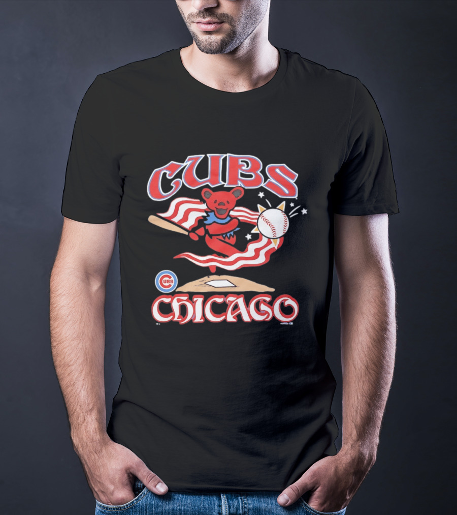 Chicago Cubs Grateful Dead Dancing Bear Baseball Collaboration T-Shirt