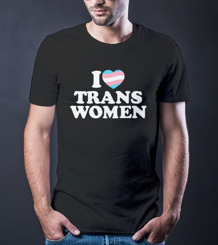 I Love Trans Women Heart With Transgender Flag T-Shirt