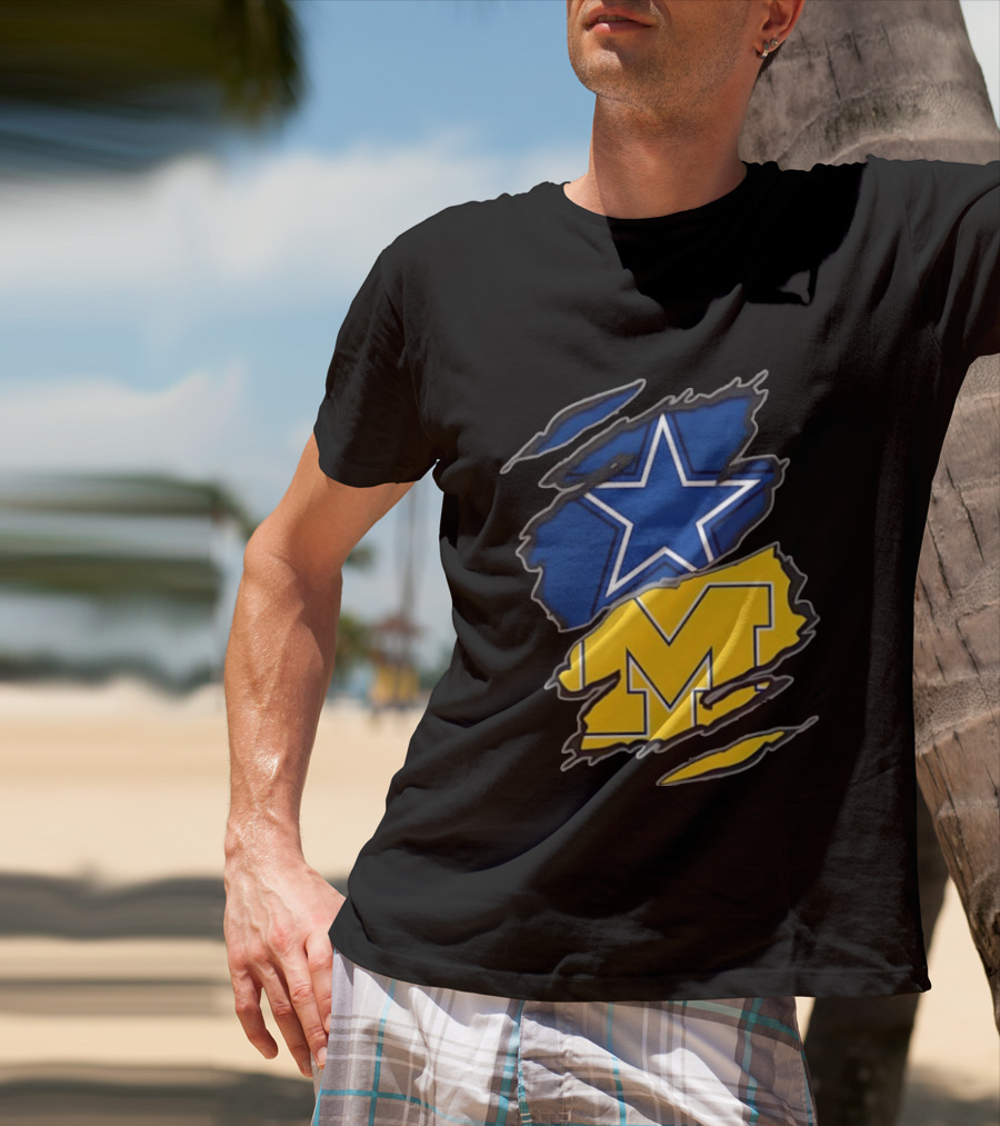 Dallas Cowboys Michigan Wolverines Two Teams One Heart T-Shirt