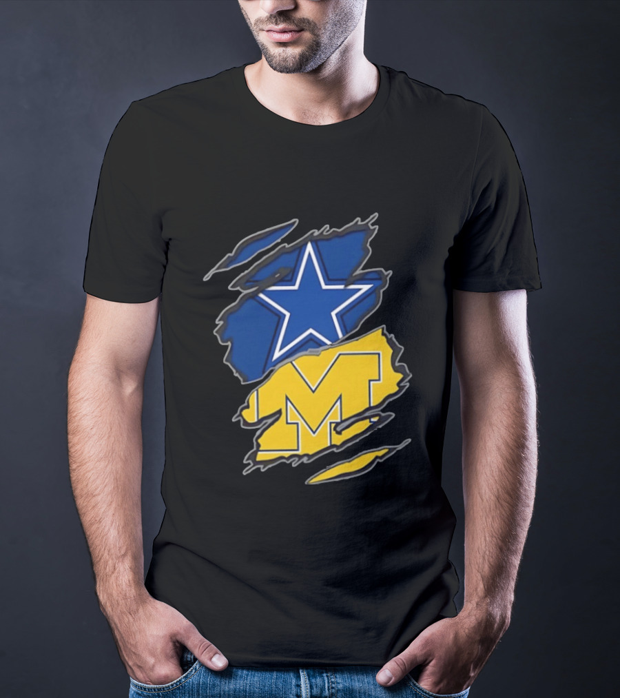 Dallas Cowboys Michigan Wolverines Two Teams One Heart T-Shirt