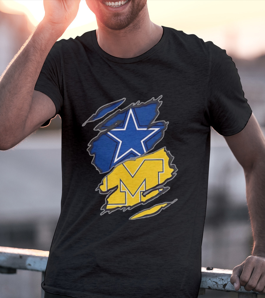 Dallas Cowboys Michigan Wolverines Two Teams One Heart T-Shirt
