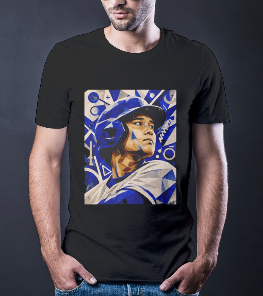 Shohei Ohtani Los Angeles Dodgers Geometric Blue Abstract Baseball T-Shirt