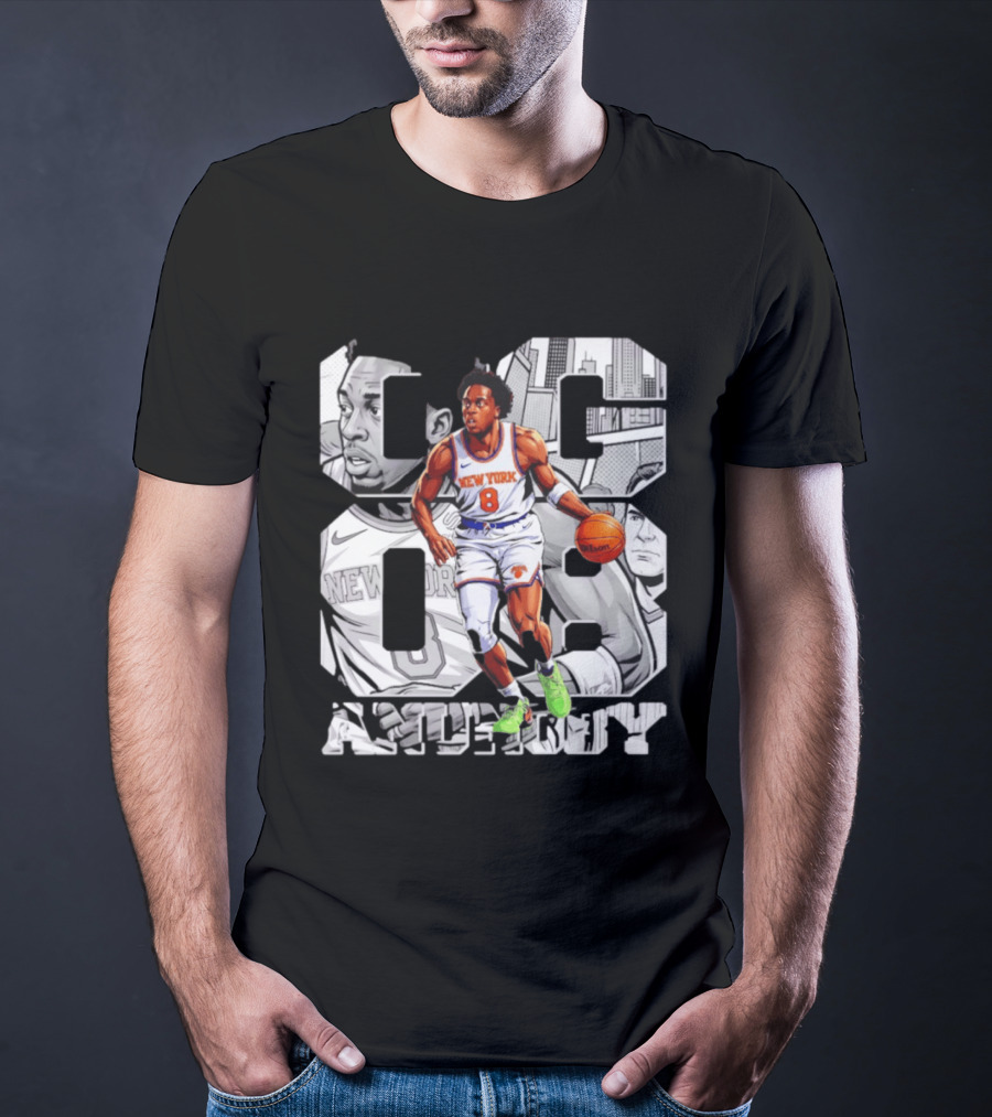 New York Anunoby 08 Basketball Comic Knicks T-Shirt