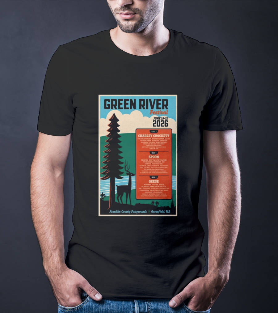 Green River Festival June 19 21 2026 Franklin County Fairgrounds Greenfield MA Featuring Charley Crockett Spoon Geese T-Shirt