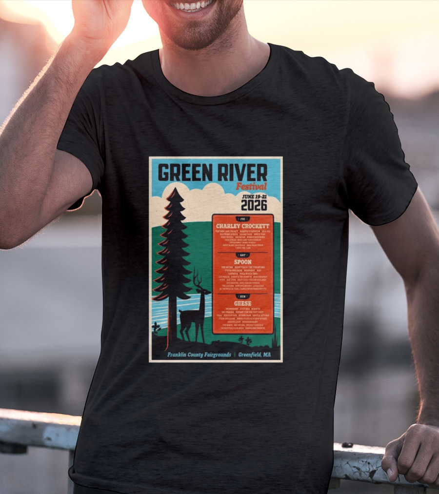 Green River Festival June 19 21 2026 Franklin County Fairgrounds Greenfield MA Featuring Charley Crockett Spoon Geese T-Shirt