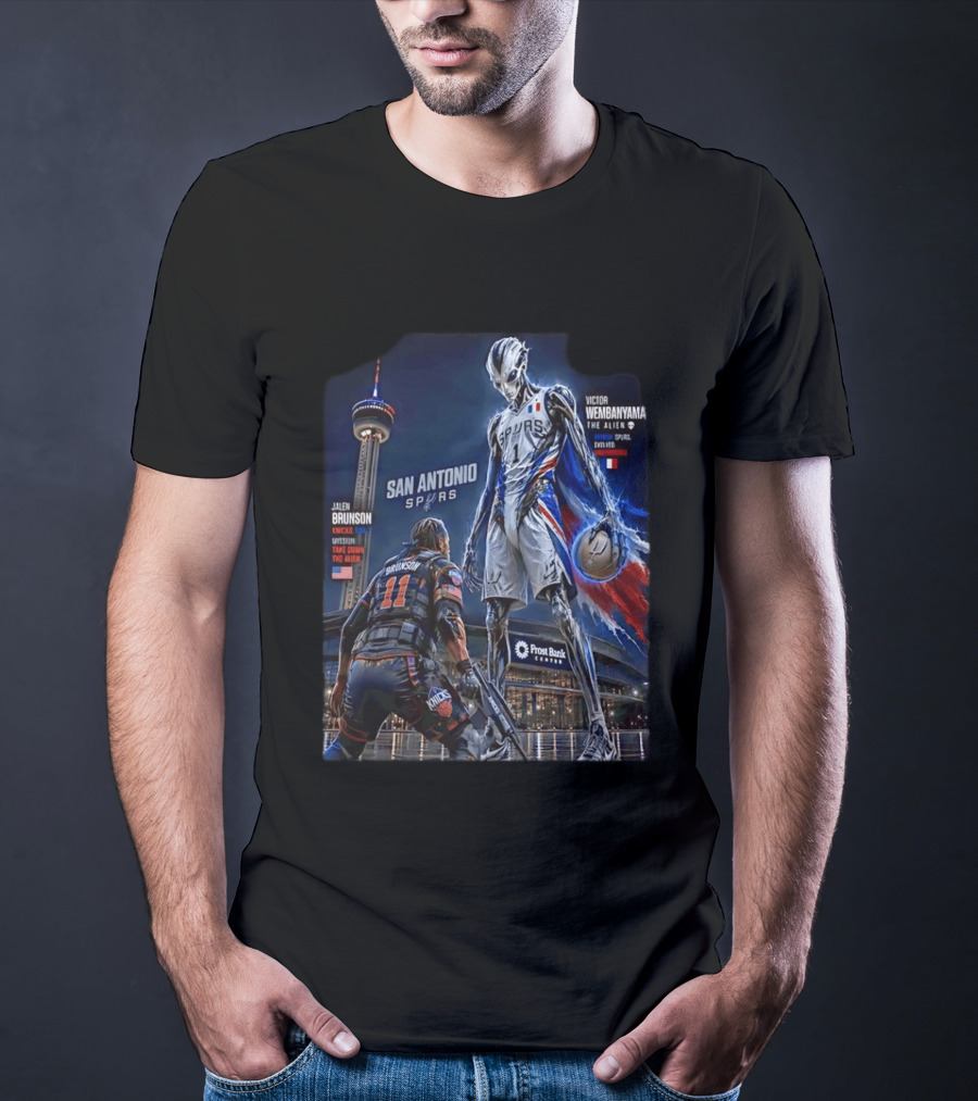 Jalen Brunson Knicks Battle Victor Wembanyama Alien Spurs Showdown San Antonio T-Shirt