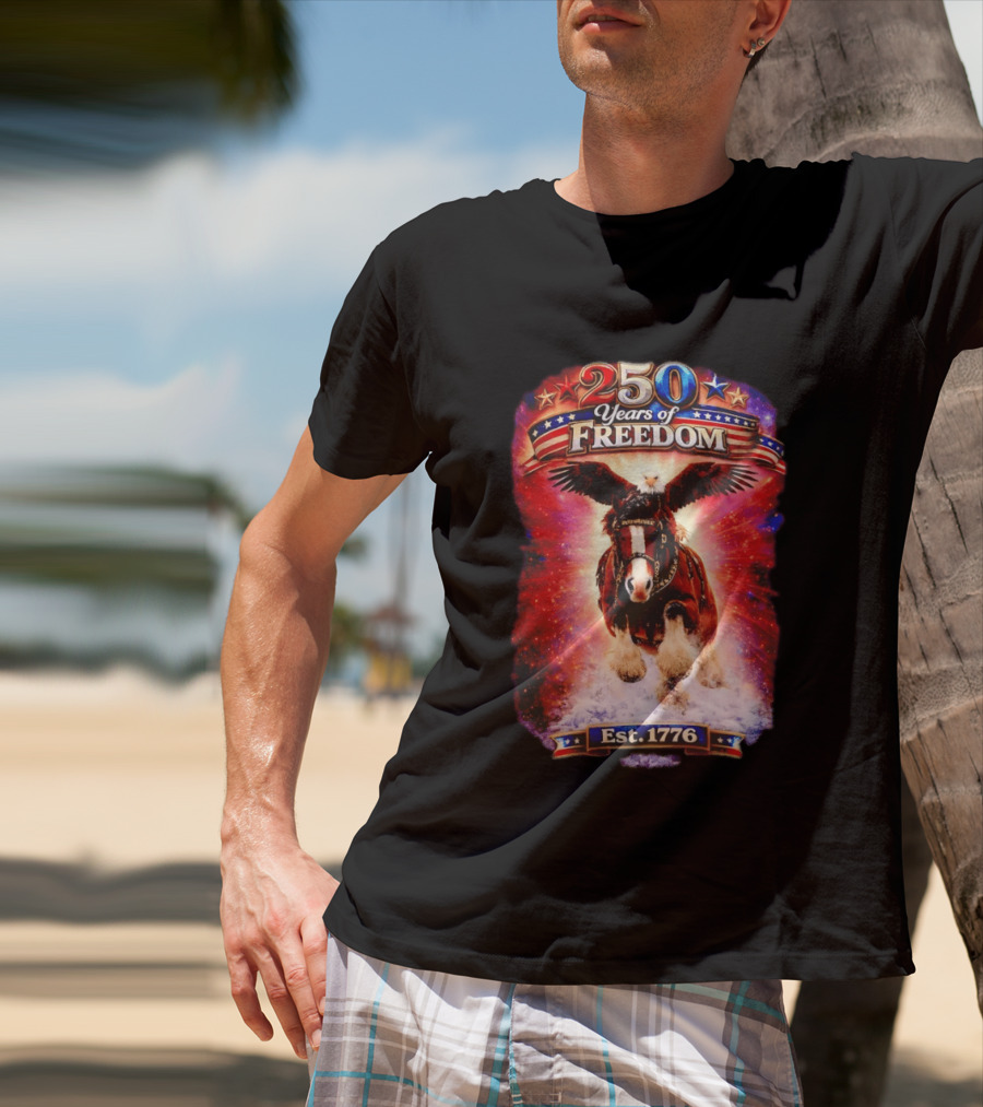 Budweiser 250 Years Of Freedom Eagle Horse Est. 1776 American Patriotic T-Shirt