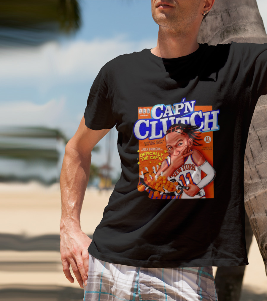 Cap'n Clutch Jalen Brunson New York Offically The Cap'n Cereal Box Comic T-Shirt