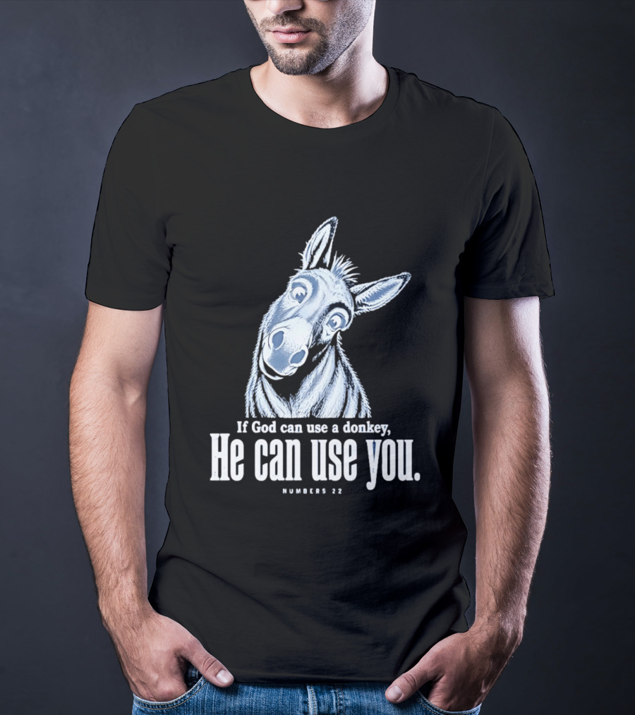 If God Can Use A Donkey He Can Use You Cartoon Donkey Numbers 22 T-Shirt