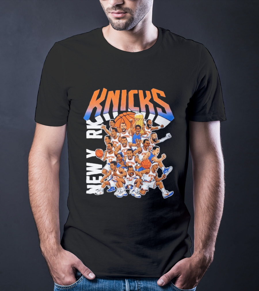 New York Knicks Cartoon Players 2026 Basketball Team Fun T-Shirt
