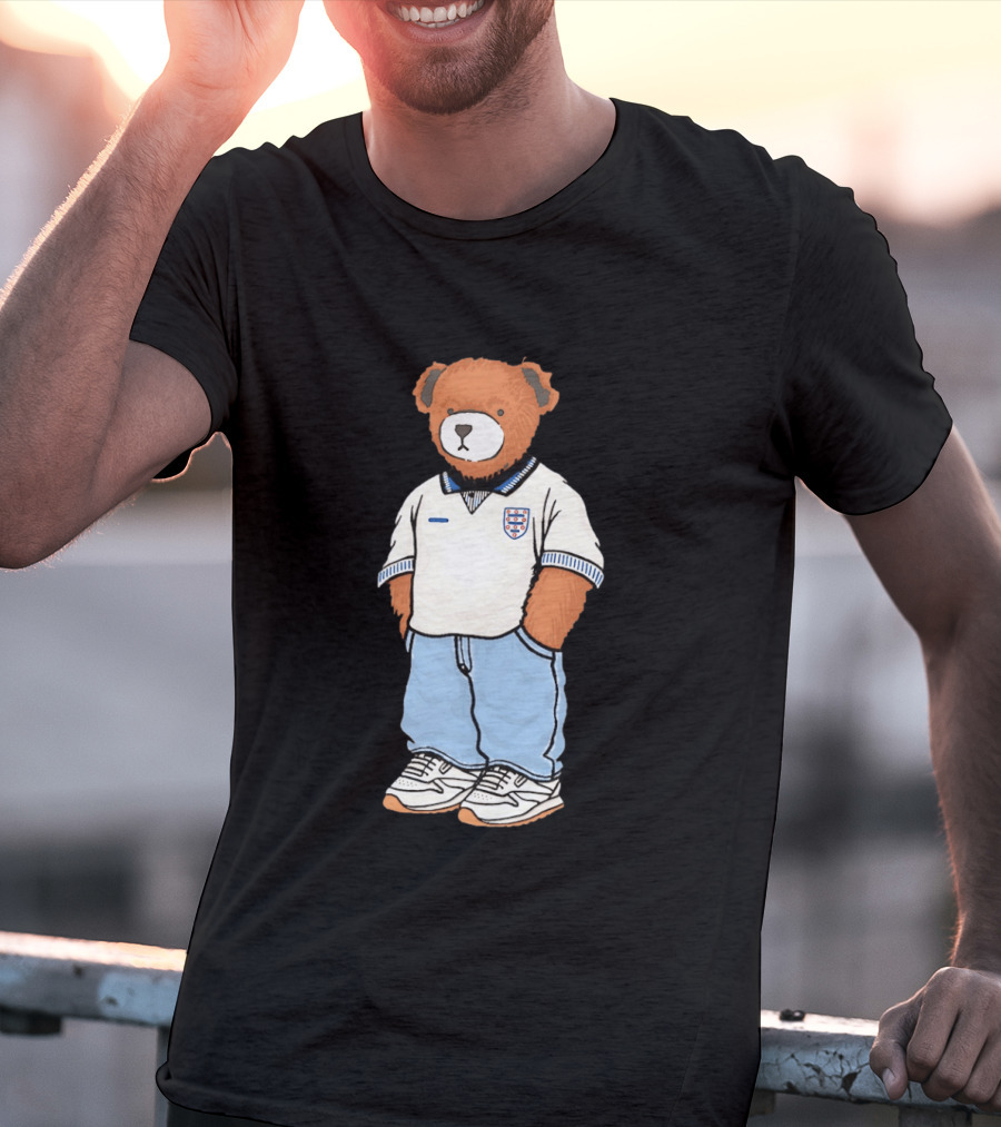 Three Lions England '90 Pickles Teddy Bear Retro Soccer Fan T-Shirt