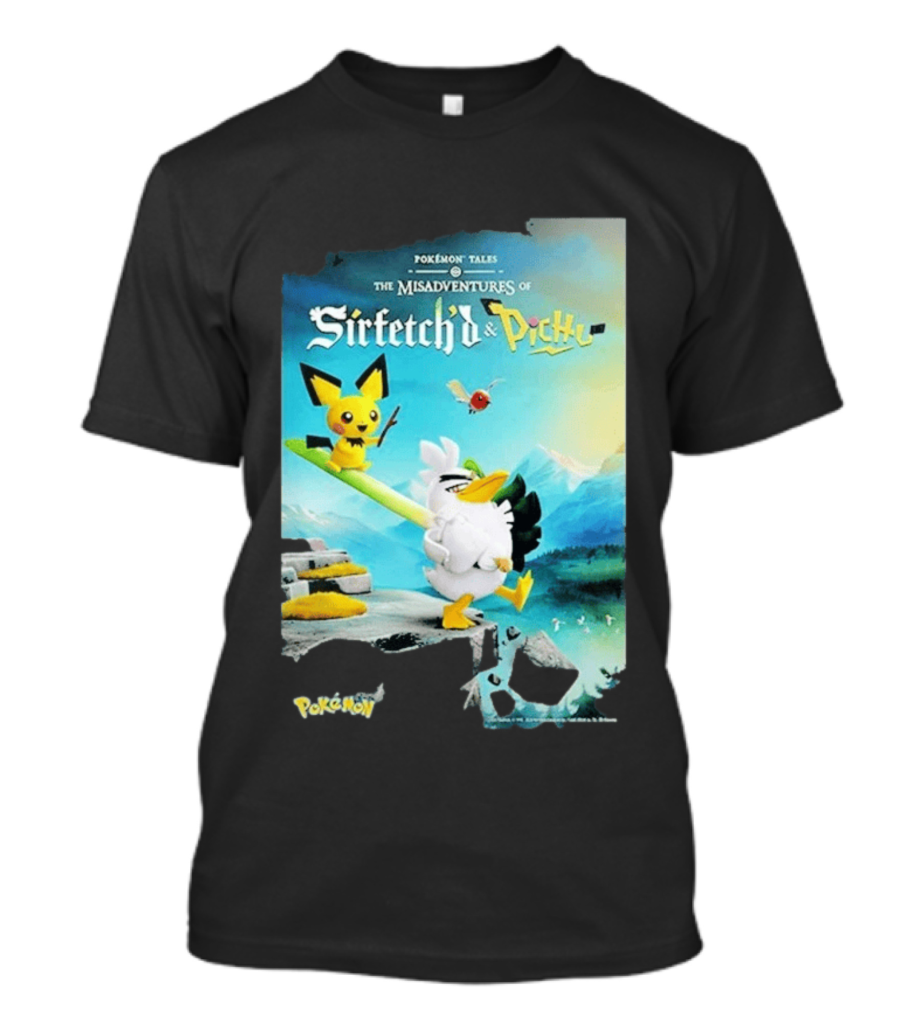 Pokémon Tales The Misadventures Of Sirfetch'd And Pichu Adventure Scene T-Shirt