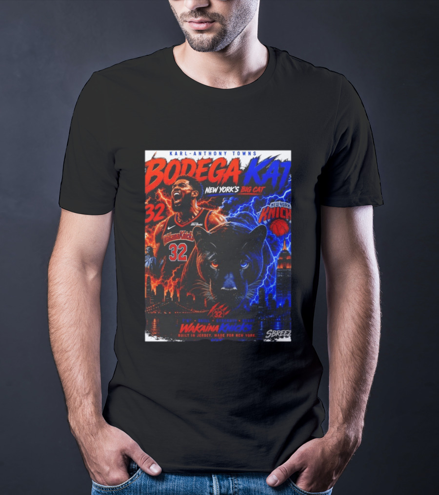 Bodega KAT Karl Anthony Towns Wakaina Knicks 2026 New York's Big Cat 32 T-Shirt