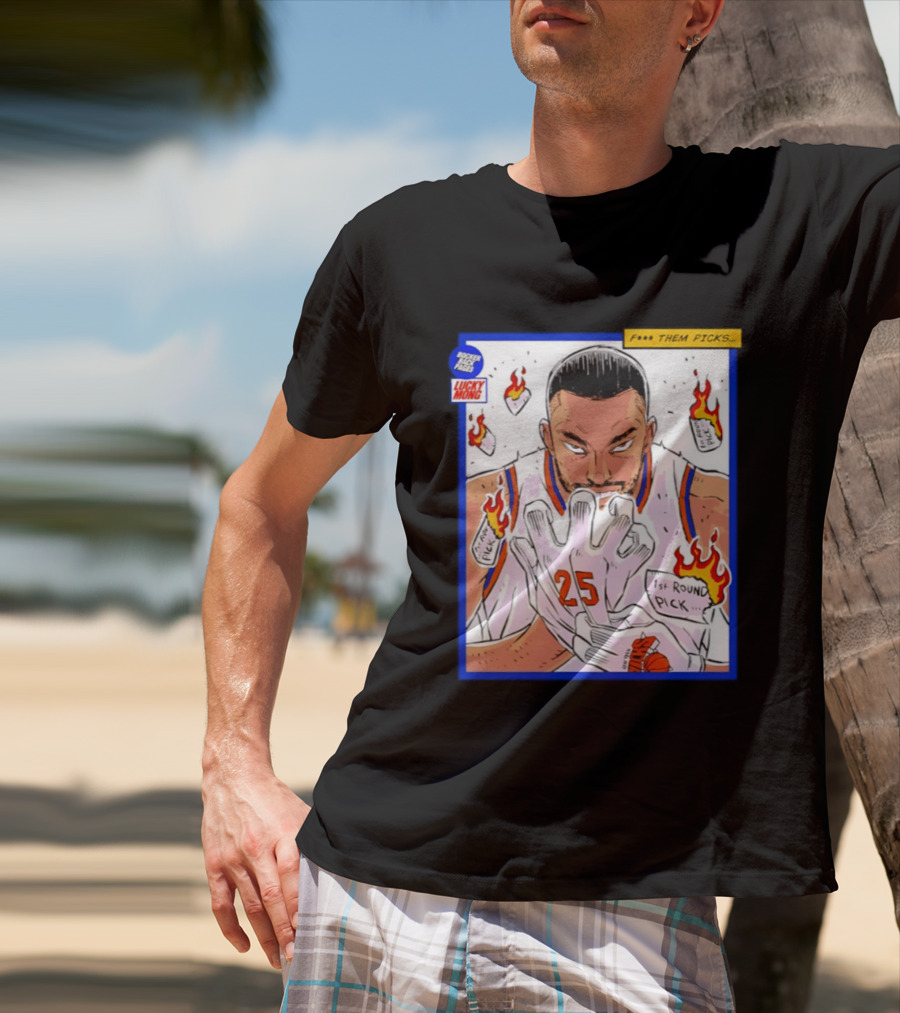 Lucky Mong Knicks Mikal Bridges Comic 25 Flames 1st Round Picks T-Shirt
