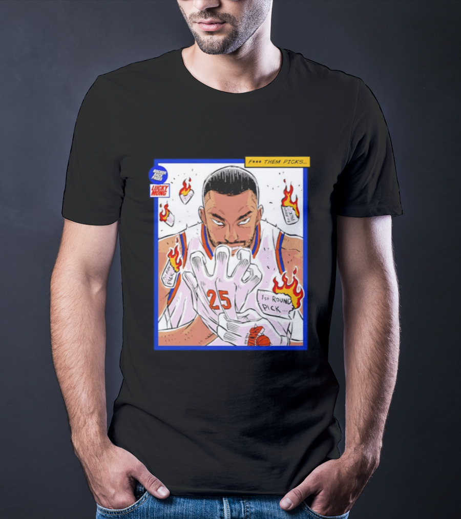 Lucky Mong Knicks Mikal Bridges Comic 25 Flames 1st Round Picks T-Shirt