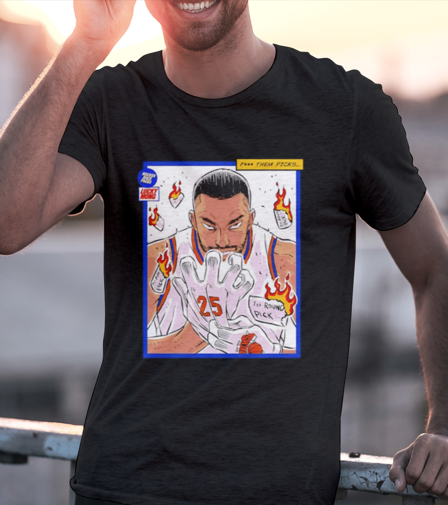 Lucky Mong Knicks Mikal Bridges Comic 25 Flames 1st Round Picks T-Shirt