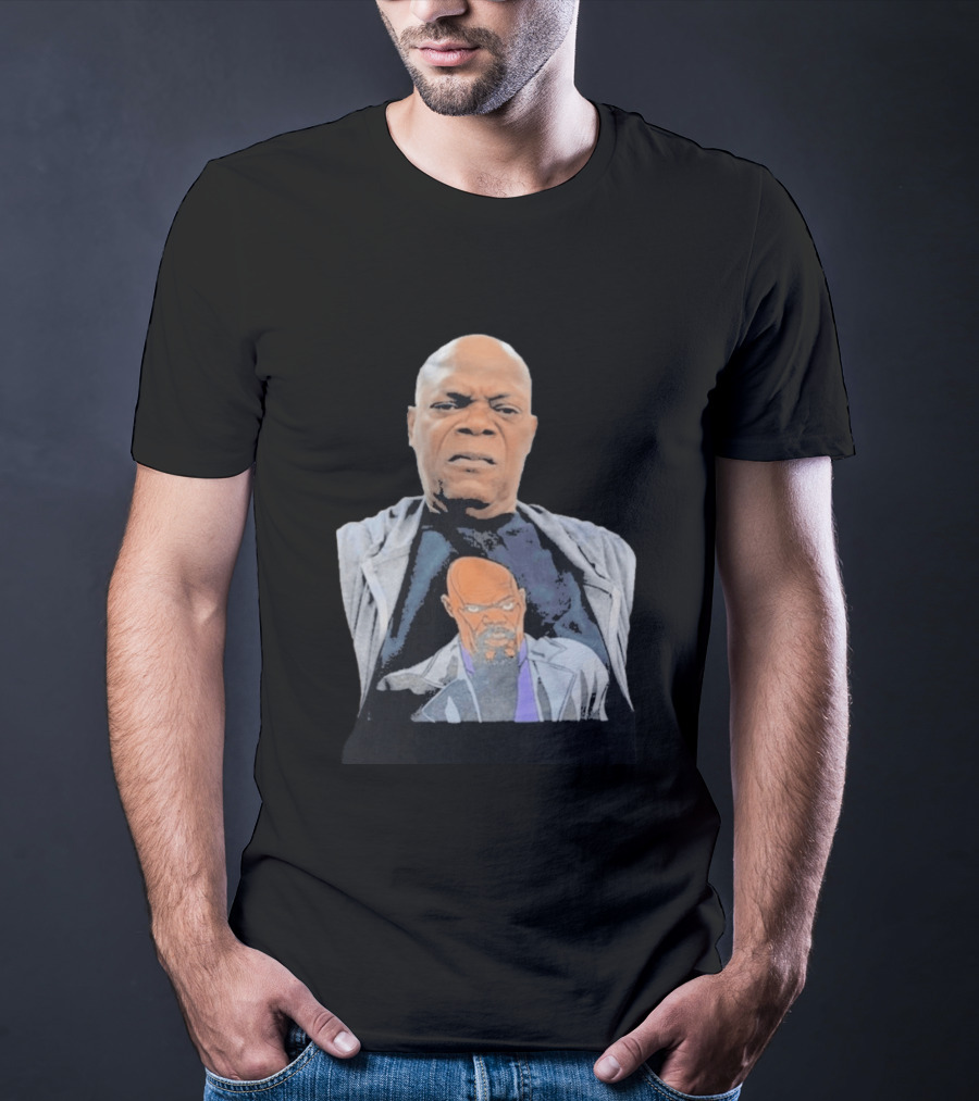 Samuel L. Jackson Wearing Himself On T-Shirt