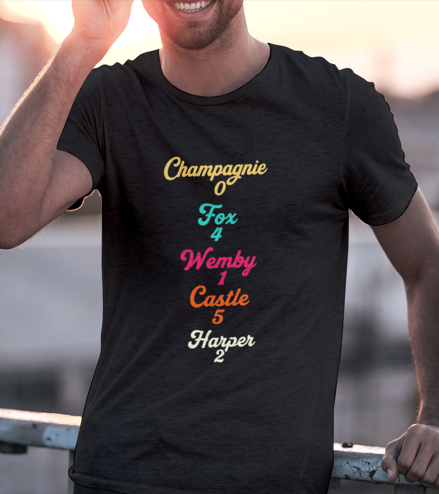 San Antonio Spurs Basketball Champagnie 0 Fox 4 Wemby 1 Castle 5 Harper 2 T-Shirt
