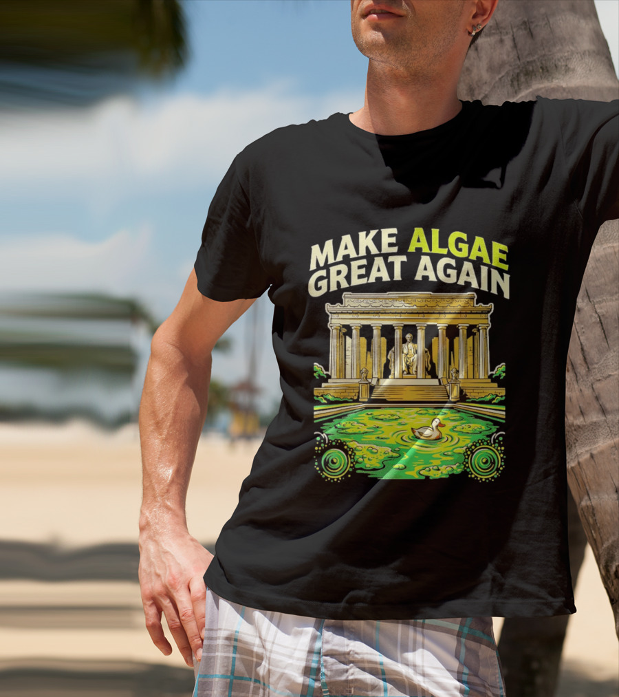 Make Algae Great Again Greek Temple Duck Pond Political Satire T-Shirt