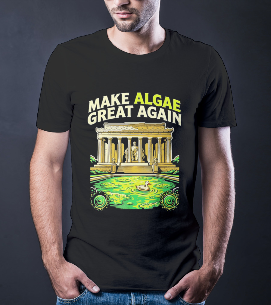 Make Algae Great Again Greek Temple Duck Pond Political Satire T-Shirt