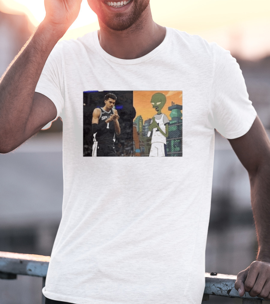 2026 Victor Wembanyama Spurs Alien Meme Basketball Fans T-Shirt
