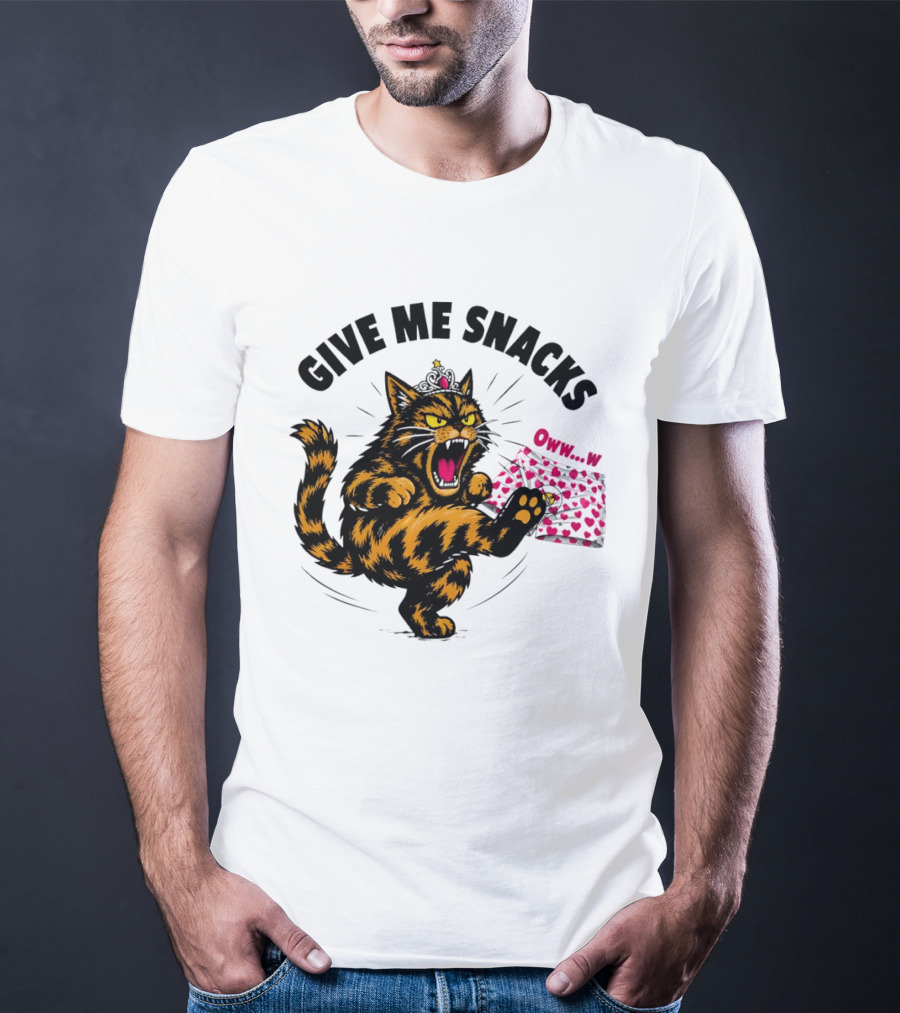 Cat Crown Give Me Snacks Owww W Wild Feline Fun T-Shirt