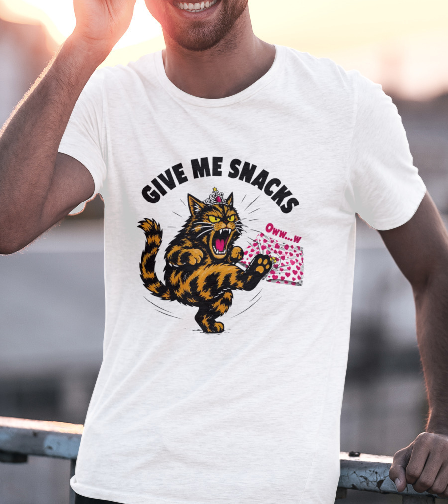 Cat Crown Give Me Snacks Owww W Wild Feline Fun T-Shirt