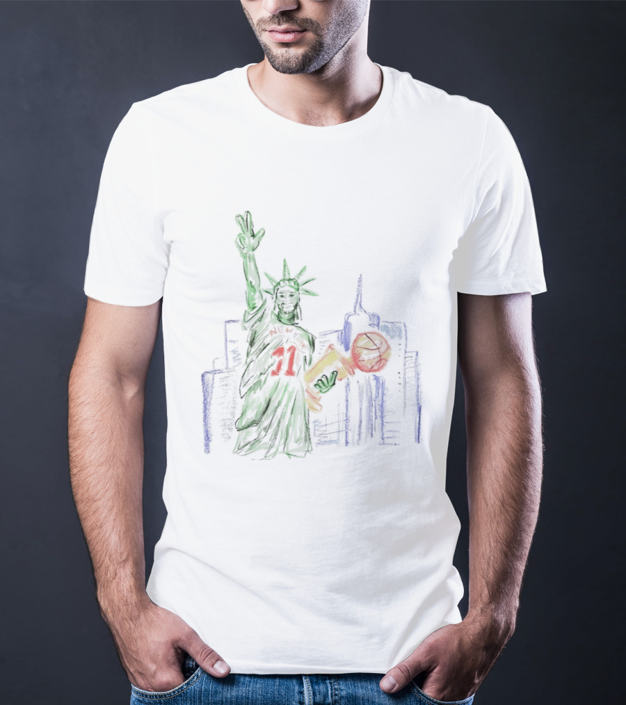 New York Jalen Brunson 11 Statue Of Liberty Basketball Trophy Wackjumper X Niko T-Shirt