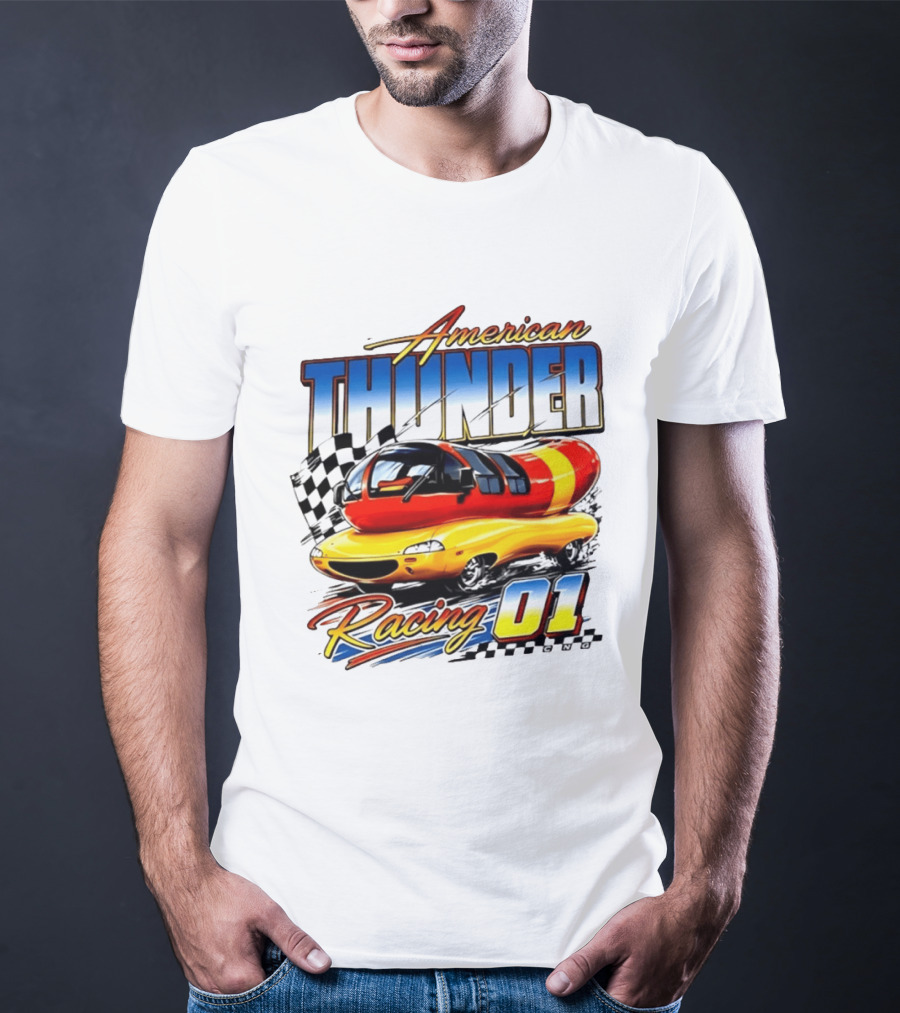 Oscar Mayer American Thunder Racing 01 Car Checkered Flag T-Shirt
