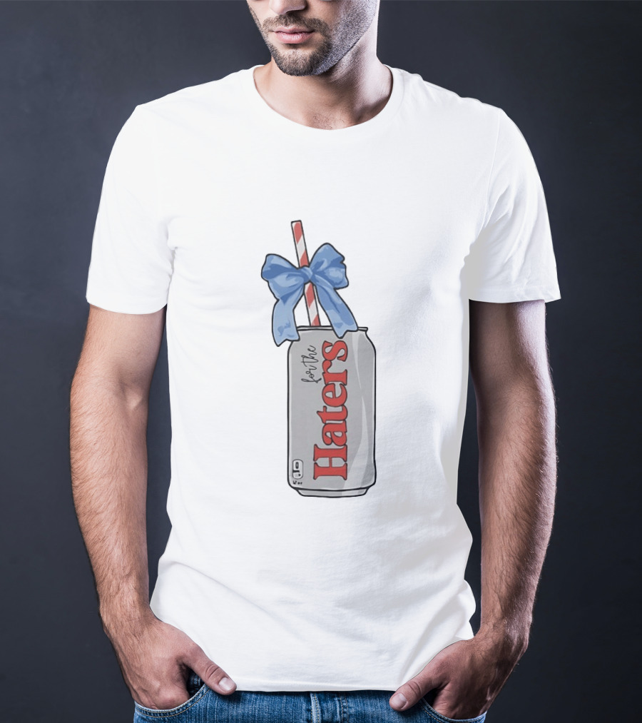 For The Haters Diet Coke Can With Blue Ribbon Bow And Straw T-Shirt