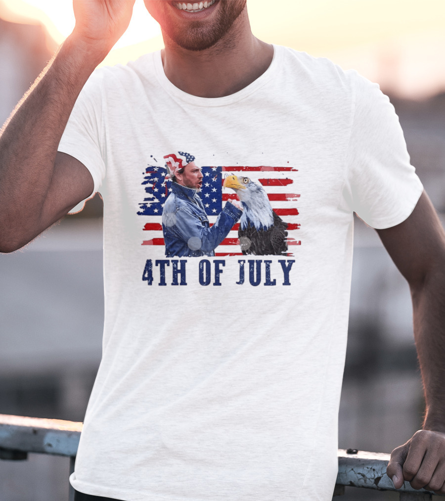 Charlie Kelly Rock Flag Eagle 4th Of July Patriotic Eagle Comedy T-Shirt