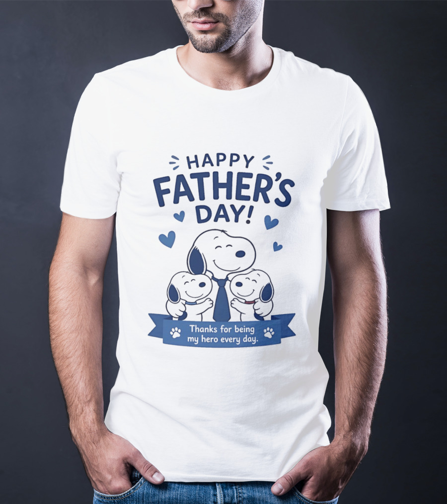 Snoopy Peanuts Happy Father's Day Thanks For Being My Hero Every Day T-Shirt