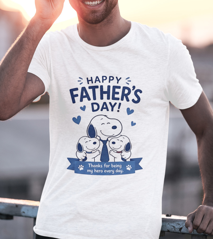 Snoopy Peanuts Happy Father's Day Thanks For Being My Hero Every Day T-Shirt