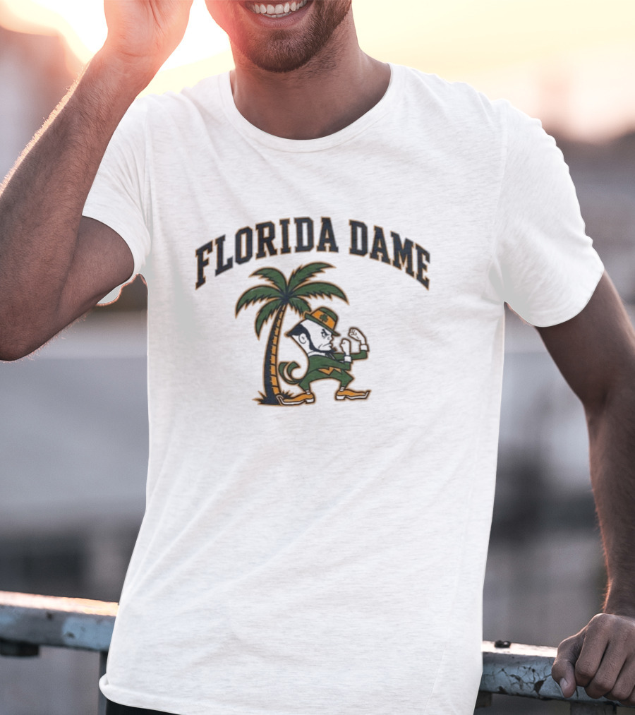 Florida Dame Notre Dame Fighting Irish Palm Tree Leprechaun T-Shirt