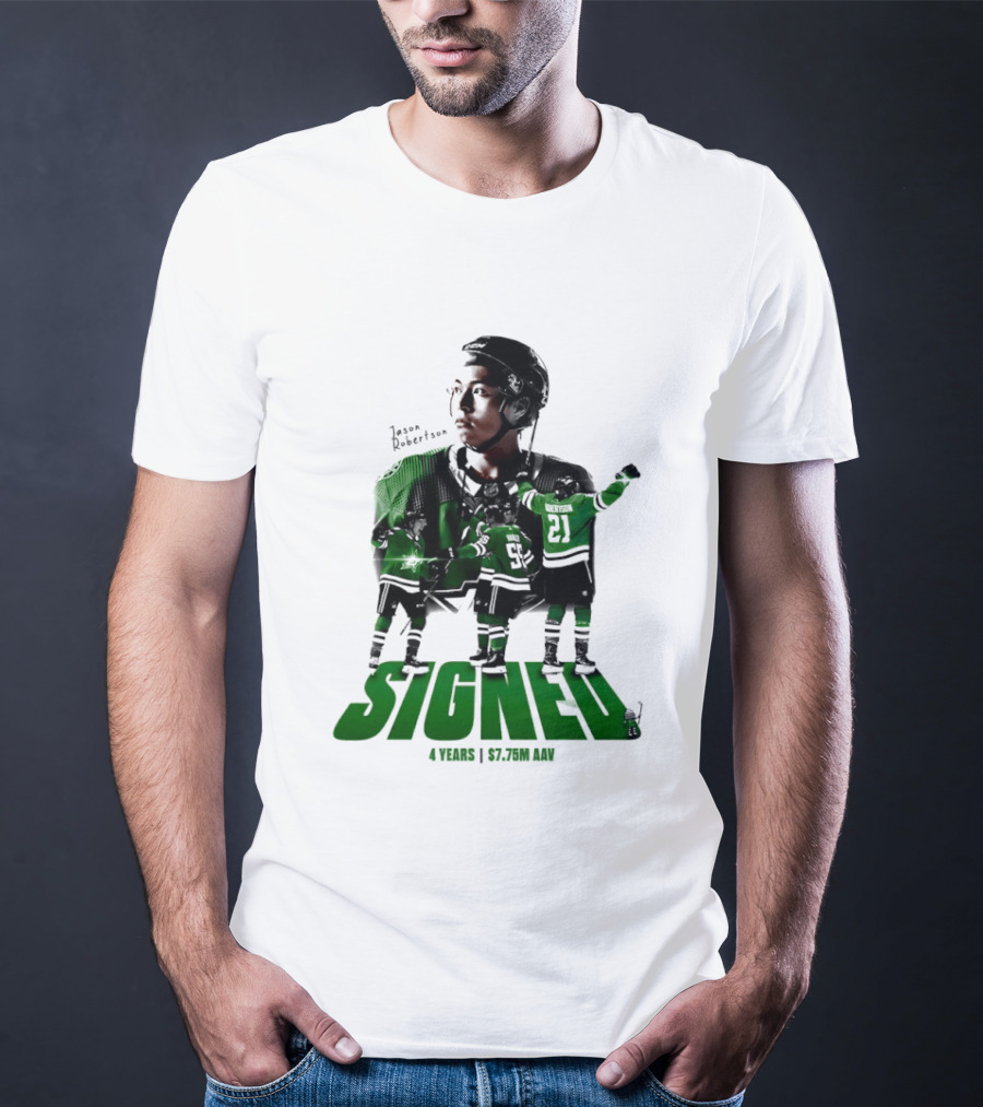Jason Robertson Signed Dallas Stars 4 Years $7.75M AAV Contract T-Shirt