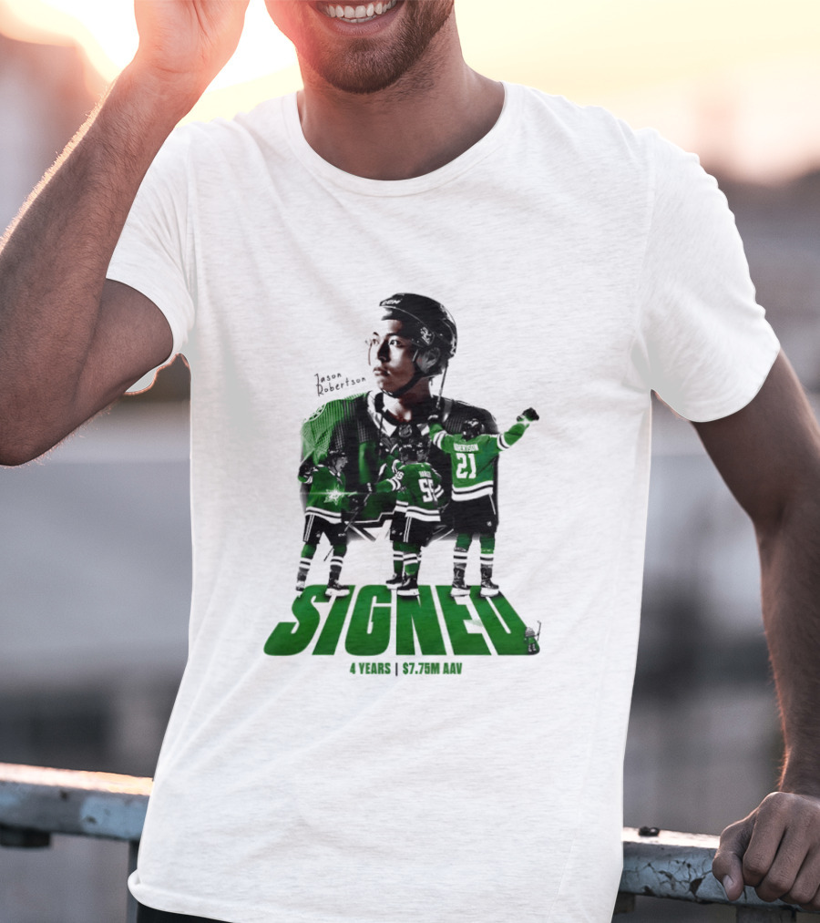 Jason Robertson Signed Dallas Stars 4 Years $7.75M AAV Contract T-Shirt
